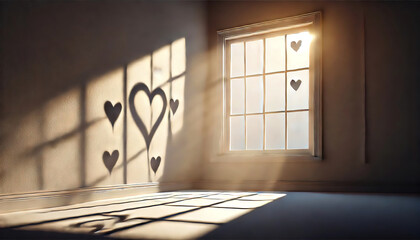 Heart-Shaped Shadows on a White Wall