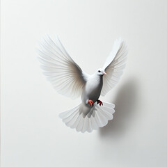 Obraz premium A majestic white dove in mid-flight, symbolizing peace and freedom.