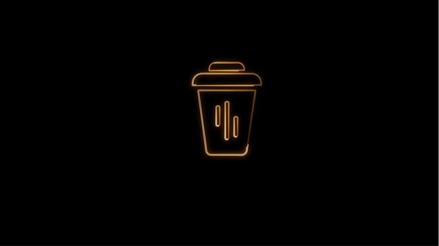 neon line Trash can icon isolated on black background.
Neon delete icon. remove clean animated video on a black background