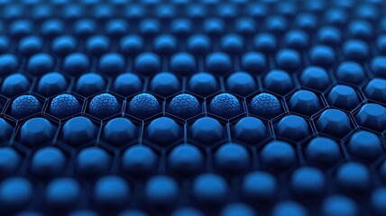 Fototapeta premium Abstract Blue Hexagon Pattern with 3D Spheres Nanotech Science Technology Background