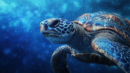 Majestic Sea Turtle Underwater Ocean Wildlife Marine Life Photography