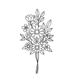  Flowers Bouquet Icon, Minimalist ThinLine Art, Hand-drawn Floral Icon Elements, Flowers in Outline Logo Style.