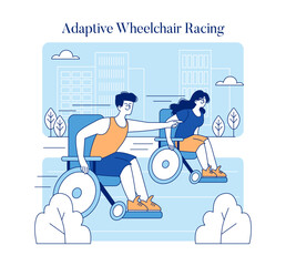 Sports For Disabled People. Flat Vector Illustration