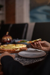 Georgian dishes on the restaurant table