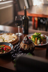 Georgian dishes on the restaurant table