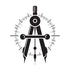 Drafting Compass silhouette vector illustration