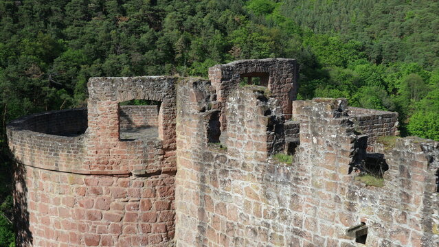 Rampart of Hardenburg Castle in the eastern edge of the Palatinate Forest near the town of Bad D&uuml;rkheim. It was built between 1205 and 1214 and It was the seat of the counts of Leiningen.