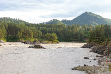 Manzherok rapids (or Manzheroksky thresholds or Manzheroksky barriers) on the Katun River....