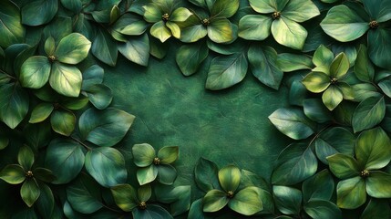 Shadowed leafy forest green design with an organic, nature-inspired texture for a fresh, earthy aesthetic