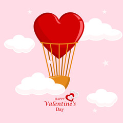Valentines Day Illustration with Heart Shaped Balloons