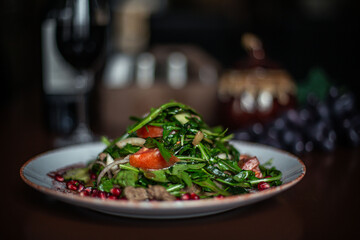 platter of salad on a restaurant table