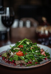 platter of salad on a restaurant table