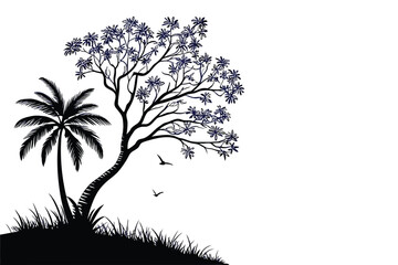 Obraz premium silhouette of tree vector illustration
