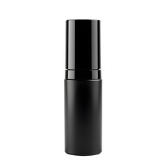 Front view of a black eyeshadow primer bottle with no labels isolated on a white transparent background.