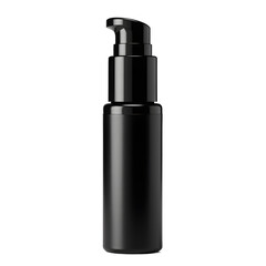 Front view of a black eyeshadow primer bottle with no labels isolated on a white transparent 1.