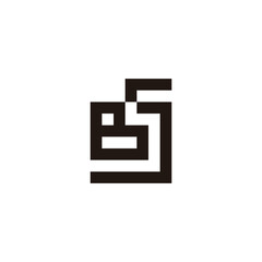 Letter B, S and J square geometric symbol simple logo vector