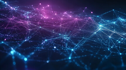 Fototapeta premium Abstract network connection, glowing nodes and lines.