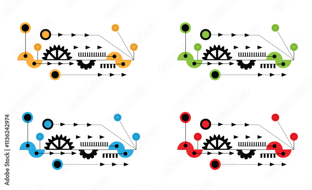Poster Abstract Technology and Electricity Line art Background Different Colors. Graphic design elements and resources vector art