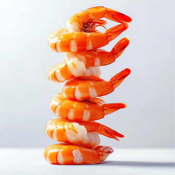 Stacked shrimp showcasing vibrant colors and textures for culinary photography.