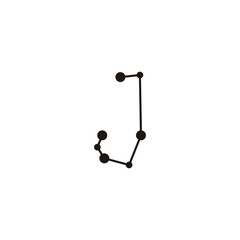 Letter J molecules, technology, science geometric symbol simple logo vector