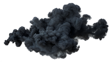 black smoke isolated on transparent background.

