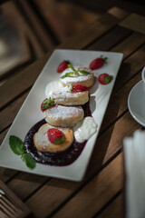 cheese cake breakfast on the summer terrace
