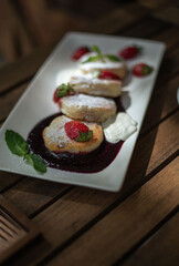 cheese cake breakfast on the summer terrace