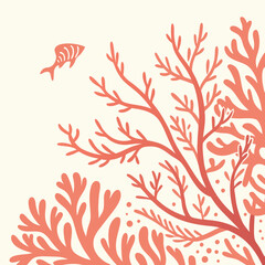 Coral reef-inspired branching shapes in pastel pink and orange