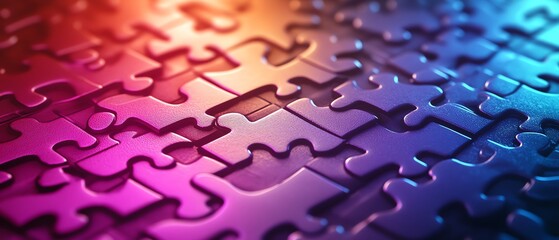 A radiant puzzle with pieces glowing in gradient shades, against a vibrant background, representing clarity and insight through reasoning