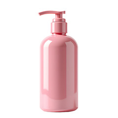 Front view of a light pink facial cleanser bottle with no labels isolated on a white transparent background.