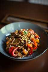 Georgian cuisine. Salad on the restaurant's prepared table