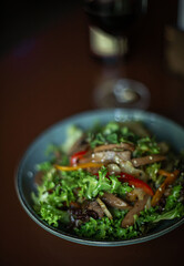 platter of salad on a restaurant table