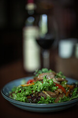 Georgian cuisine. Salad on the restaurant's prepared table