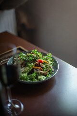 shrimp salad on a restaurant table