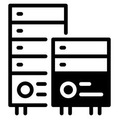 Network servers in data center icon. 