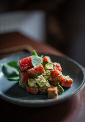 table in the restaurant served with various dishes