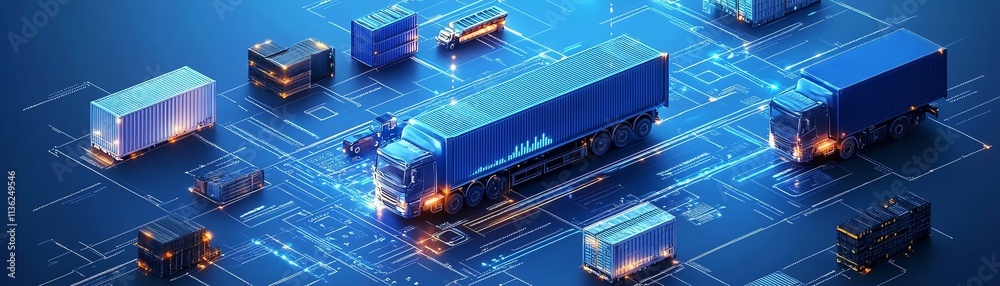 Poster business logistics concept with global partner connection technology, digital interface linking busi