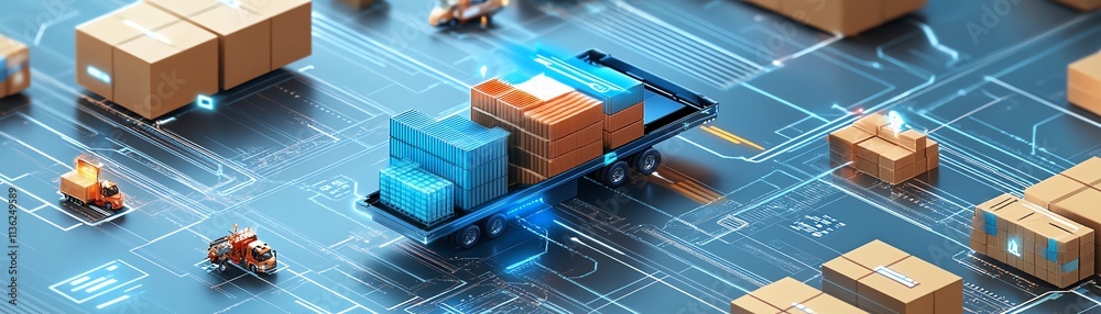 Poster business logistics concept with global partner connection technology, digital interface linking busi