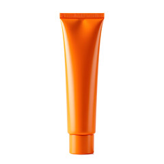 Front view of a orange contour cream bottle with no labels isolated on a white transparent background.