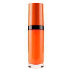 Front view of a orange lip gloss bottle with no labels isolated on a white transparent background.