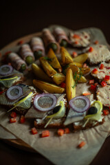 table in the restaurant served with various dishes