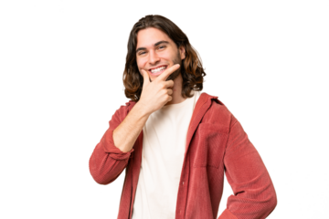 Young handsome man over isolated background smiling