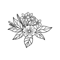  Flowers Bouquet Icon, Minimalist ThinLine Art, Hand-drawn Floral Icon Elements, Flowers in Outline Logo Style.
