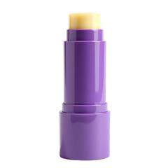 Front view of a purple lip balm bottle with no labels isolated on a white transparent background.
