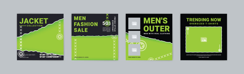 Naklejka premium Social media post template for men's fashion sale. Men's fashion sale promotion banner. Men's fashion discount promotion.