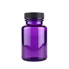 Front view of a purple translucent powder bottle with no labels isolated on a white transparent background.