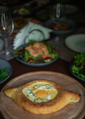 khachapuri on the restaurant's set table