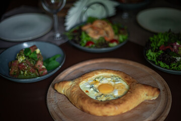 khachapuri on the restaurant's set table