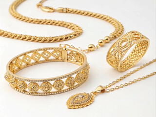 Captivating image of gold jewelry, ideal for jewelry store marketing and advertising