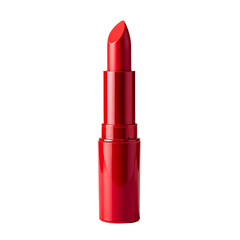 Front view of a red lipstick bottle with no labels isolated on a white transparent background.